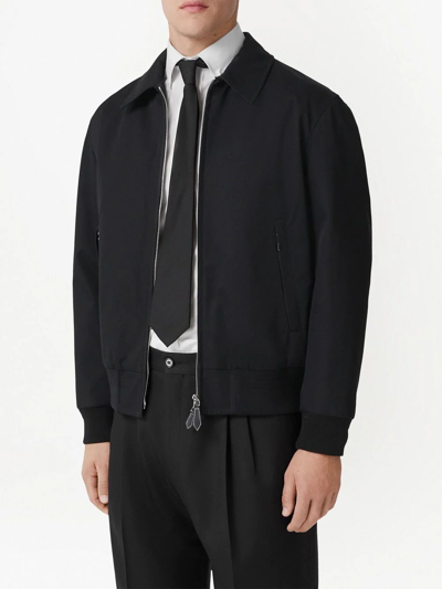 Shop Burberry Harrington Gabardine Cotton Jacket In Black