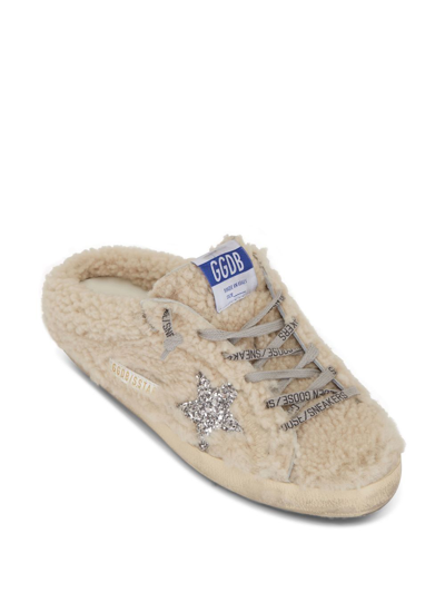 Shop Golden Goose Super-star Sabot Shearling Sneakers In Nude