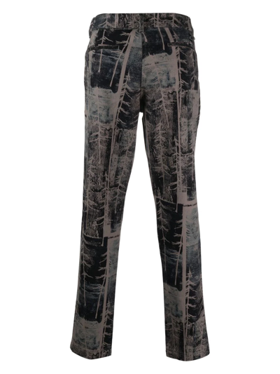 Shop Ps By Paul Smith Negative Forest-print Skinny Trousers In Grey
