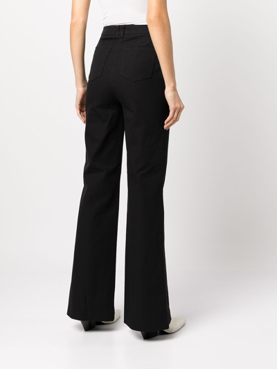 Shop Jonathan Simkhai High-waist Bootcut Trousers In Schwarz