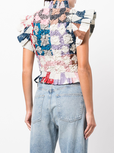 Shop Sea Textured Patchwork Blouse In Weiss