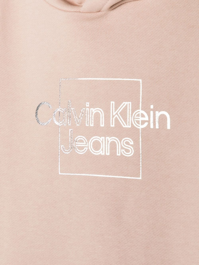 Shop Calvin Klein Jeans Est.1978 Logo-print Hoodie Dress In Pink