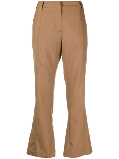 Shop Marni Cropped-leg Bootcut Trousers In Nude