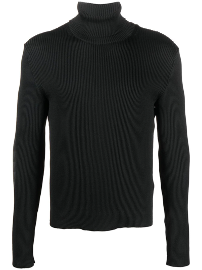 Shop Walter Van Beirendonck Ribbed Roll-neck Jumper In Schwarz