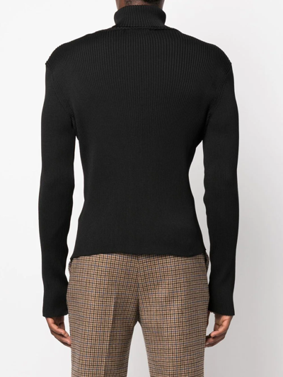 Shop Walter Van Beirendonck Ribbed Roll-neck Jumper In Schwarz