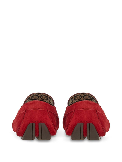 Shop Ferragamo Driver Gancini-ornament Loafers In Red