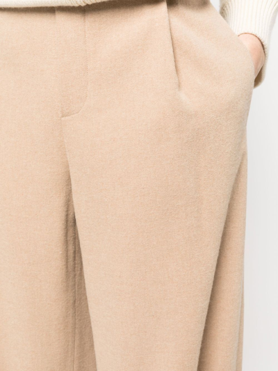 Shop Vince Elasticated Straight-leg Trousers In Nude