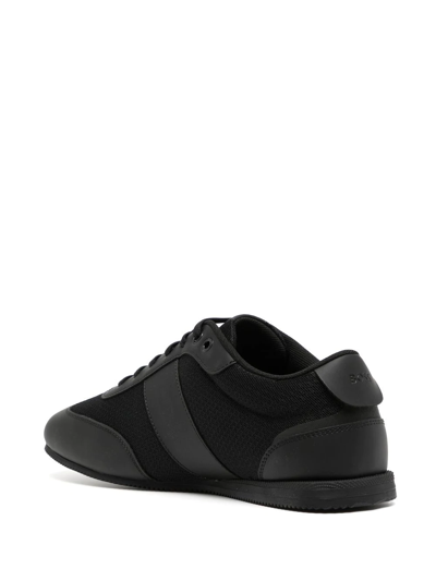 Shop Hugo Boss Logo-print Faux-leather Sneakers In Black