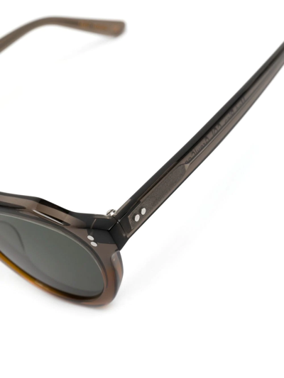 Shop Lesca Tinted Round-frame Sunglasses In Braun