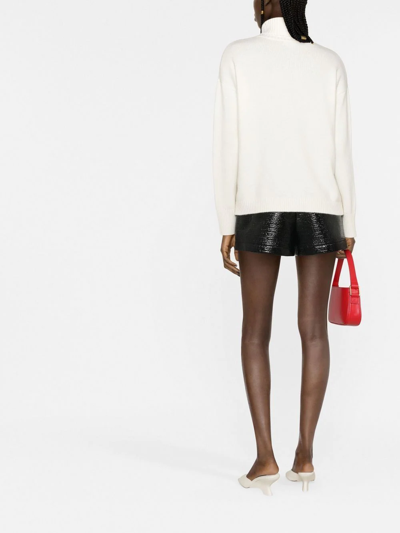 Blumarine Logo-lettering Rollneck Jumper In Neutrals