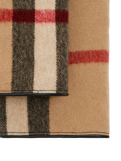 Shop Burberry Exaggerated Check Wool Gloves In Braun