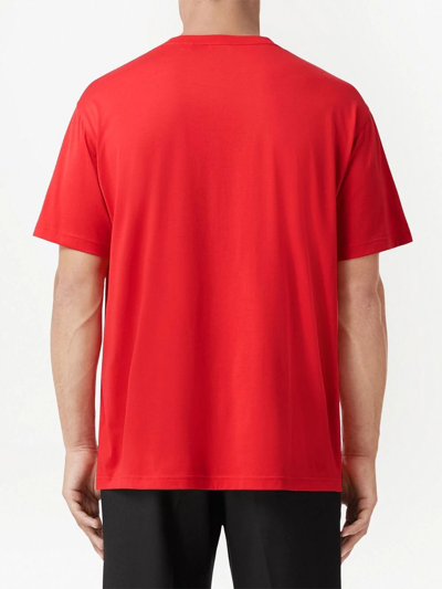 Shop Burberry Oak Leaf-embroidery Cotton T-shirt In Rot
