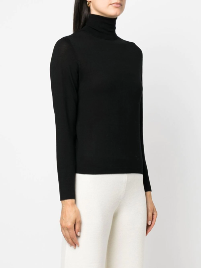 Allude Black Wool Turtleneck In Blau