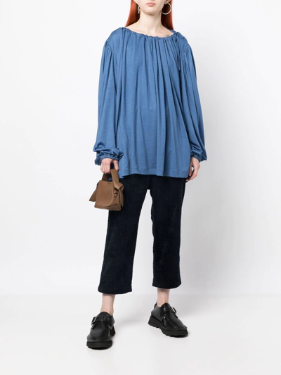 Shop Sofie D'hoore Gathered-neckline Knitted Top In Blue