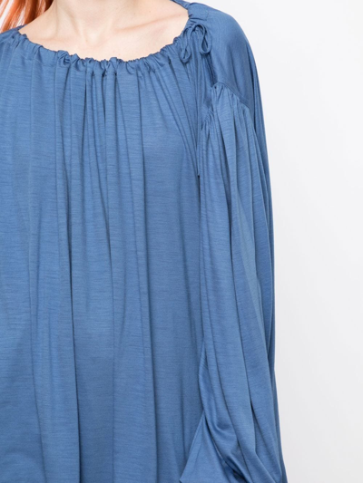 Shop Sofie D'hoore Gathered-neckline Knitted Top In Blue