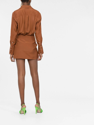 Shop Gauge81 Naha Draped Shirt Dress In Braun