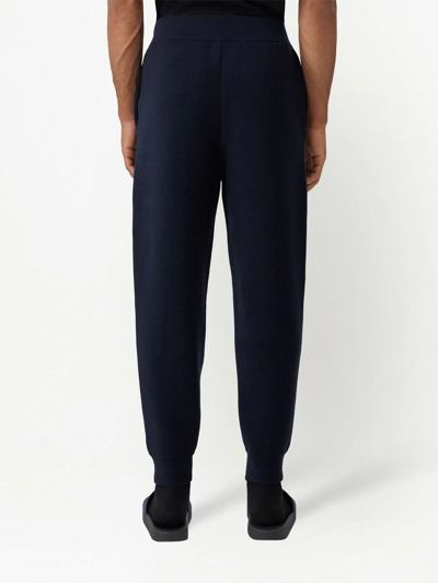 Burberry Logo-embroidered Cashmere Track Pants In Blau