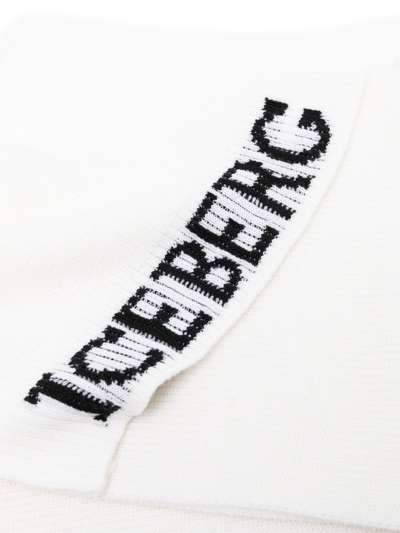 Shop Iceberg Logo Intarsia-knit Wool Scarf In Weiss