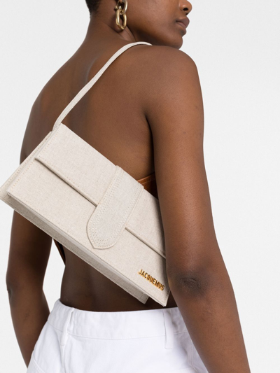 Shop Jacquemus Le Bambino Long Shoulder Bag In Nude