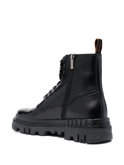 Shop Santoni Chunky-tread Leather Boots In Schwarz