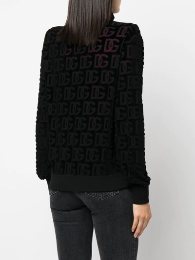 Shop Dolce & Gabbana Jacquard-logo Zip-up Sweatshirt In Schwarz