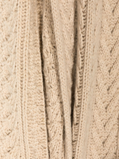 Shop Moncler Striped Wool-cashmere Blend Scarf In Nude
