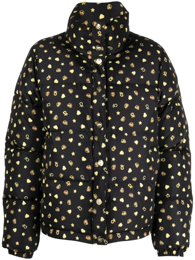 Shop Chiara Ferragni Logo Print Puffer Jacket In Schwarz