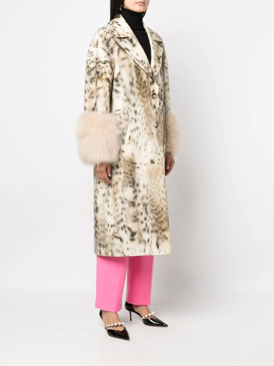 Shop Blumarine Leopard-print Single-breasted Coat In Nude