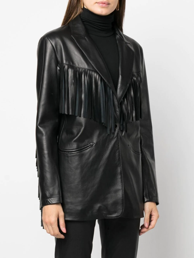 Shop Washington Dee Cee Fringed-trim Leather Jacket In Schwarz