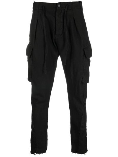 Shop Masnada Drawstring Tapered Trousers In Schwarz