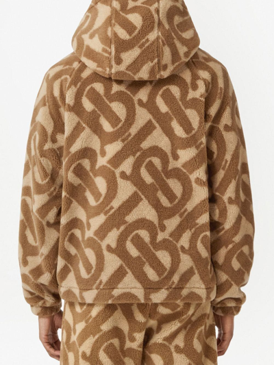 Burberry Monogram Fleece Jacquard Hooded Top Soft Fawn