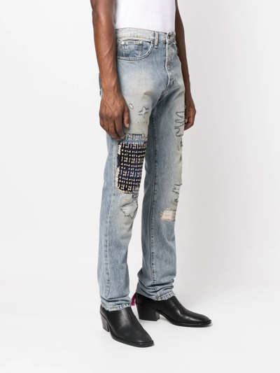 Shop Alchemist Distressed-effect Jeans In Blau