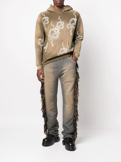 Shop Alchemist Snake-print Bleached Hoodie In Grün