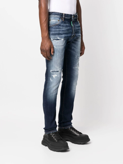 Shop Dsquared2 One Life Skater Slim Jeans In Blue