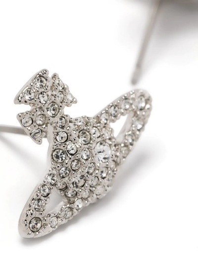 Shop Vivienne Westwood Crystal-embellished Logo Stud Earring In Silber