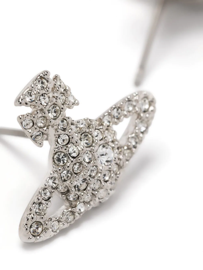 Vivienne Westwood Silver Logo Stud Earrings In Silber