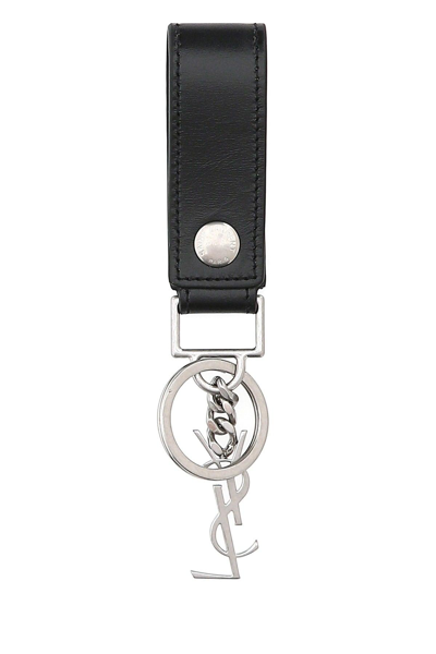 Shop Saint Laurent Monogram Logo Key Ring In Nero