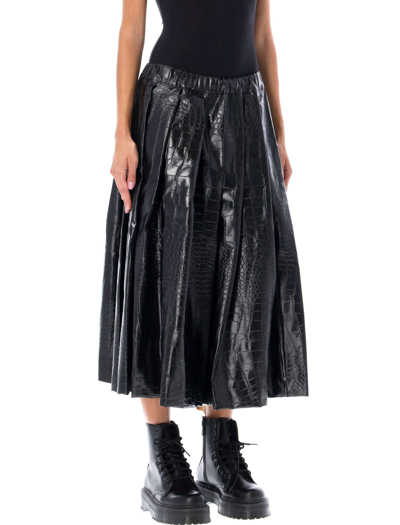 Shop Comme Des Garçons Embossed Crocodile Print Midi Skirt In Black