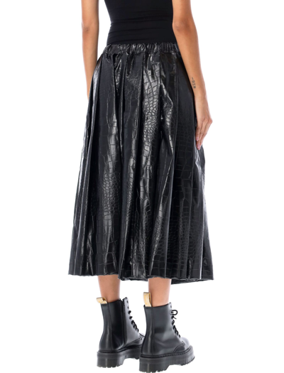 Shop Comme Des Garçons Embossed Crocodile Print Midi Skirt In Black