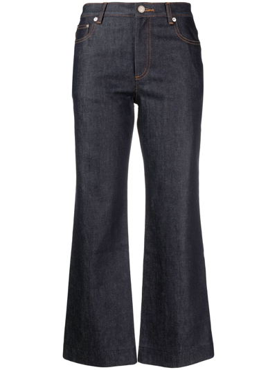 Shop Apc Mid-rise Cropped Jeans In Blue