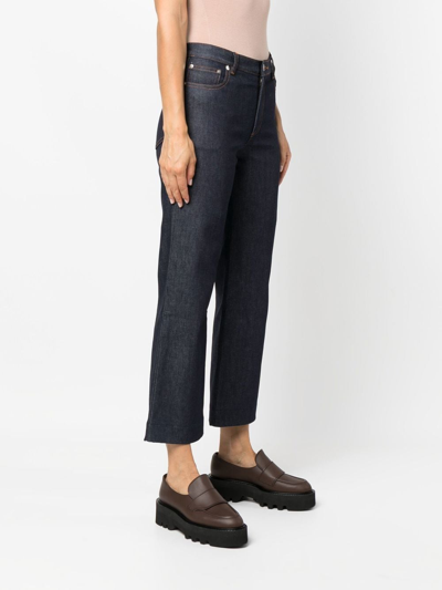 Shop Apc Mid-rise Cropped Jeans In Blue
