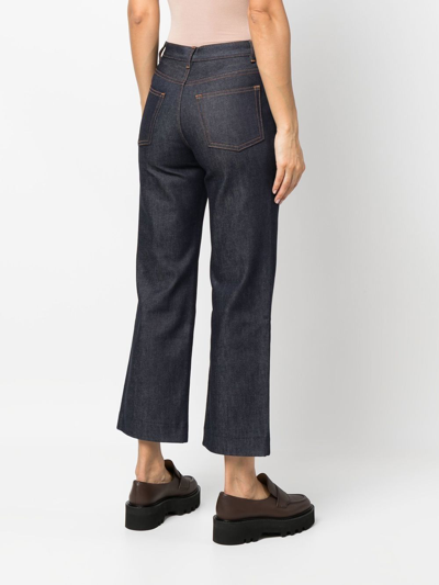 Shop Apc Mid-rise Cropped Jeans In Blue