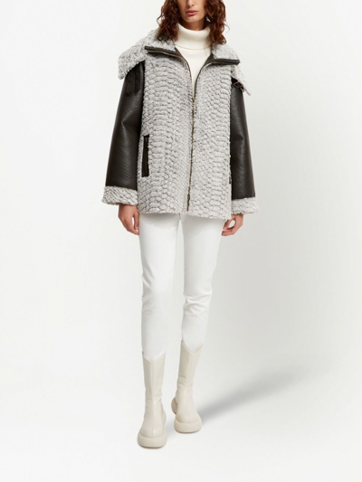 Shop Unreal Fur Synergy Snake-effect Faux-fur Jacket In Grey