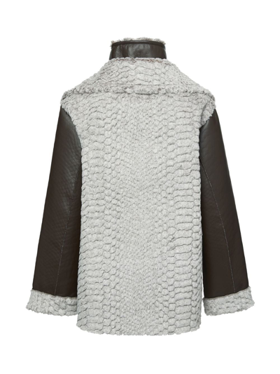 Shop Unreal Fur Synergy Snake-effect Faux-fur Jacket In Grey