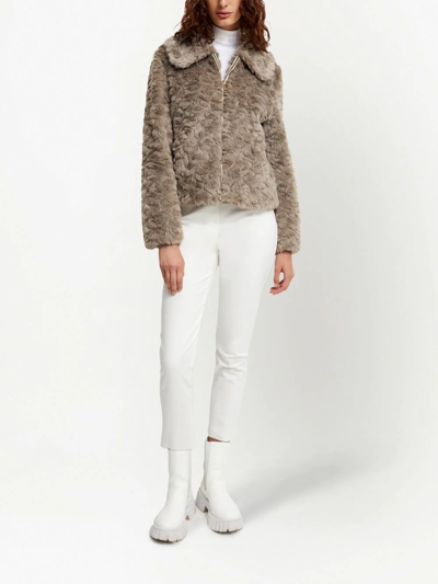 Shop Unreal Fur Mystique Faux-fur Cropped Jacket In Neutrals