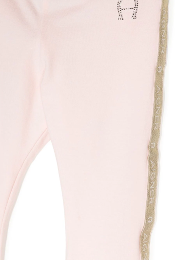 Shop Aigner Rhinestone-embellished Stretch Leggings In Pink