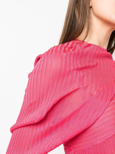 Shop Marques' Almeida Ribbed-knit Asymmetric Dress In Pink
