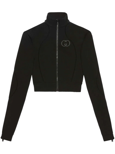 Shop Gucci Interlocking G Logo Cropped Jacket In Black