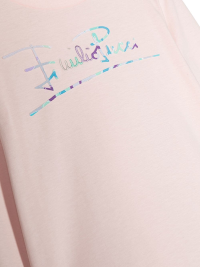 Shop Pucci Junior Logo-print Long-sleeve T-shirt In Pink