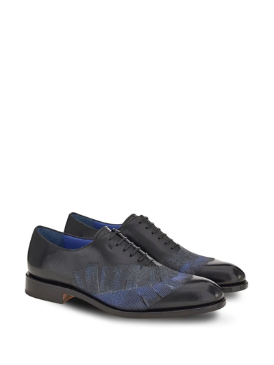 Ferragamo Embroidered Oxford-shoes In Blue